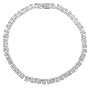 Women's White Gold Clustered Baguette Tennis Chain - Different Drips