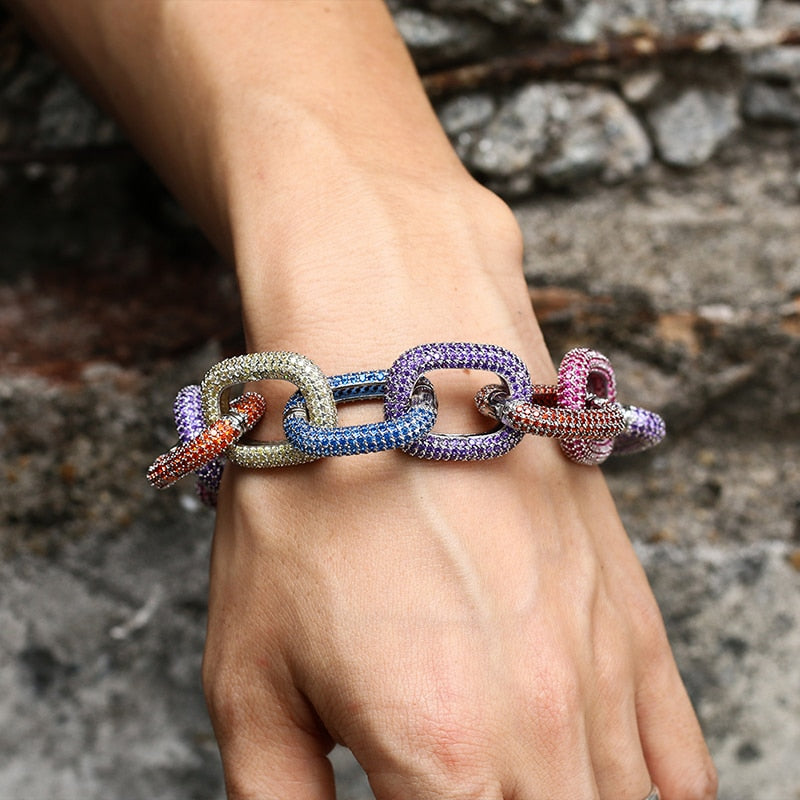 Iced Out 22mm Fully Multi-Colored Bracelet - Different Drips