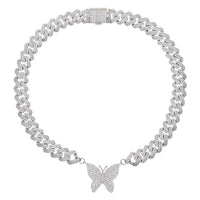 Thumbnail for Women's 12mm Iced Out Miami Prong Cuban Link Butterfly Chain - Different Drips