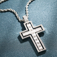 Thumbnail for Iced Baguette Rotating Cross Pendant - Different Drips