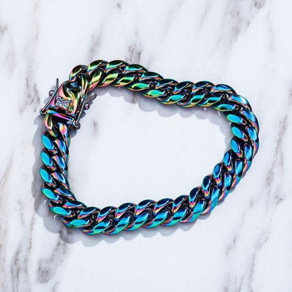 Rainbow Miami Cuban Link Bracelet - Different Drips