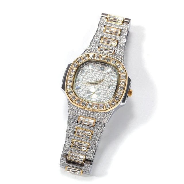 Iced Baguette Bezel Chronograph Watch - Different Drips