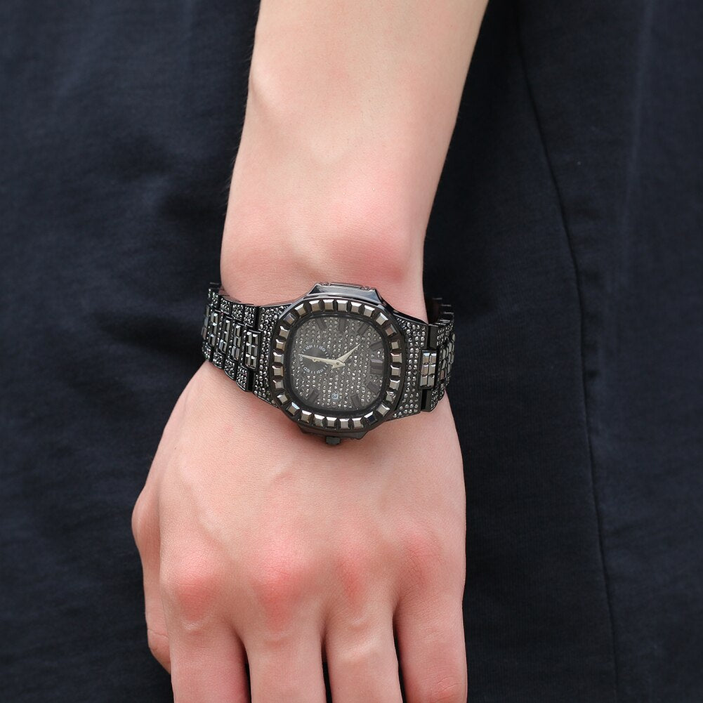 Iced Baguette Bezel Chronograph Watch - Different Drips