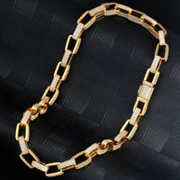 Thumbnail for 12mm Iced Out Box Chain in Yellow Gold - Different Drips