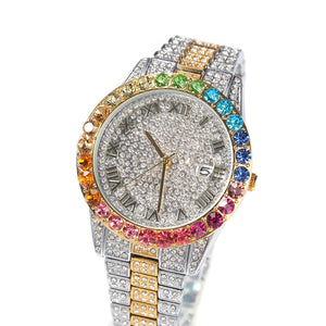 Iced Multi-Color Roman Numeral Watch - Different Drips