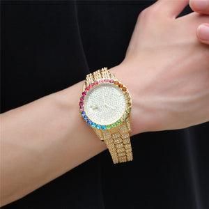 Iced Multi-Color Roman Numeral Watch - Different Drips