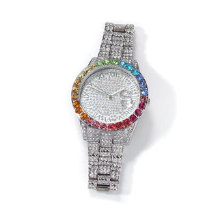 Iced Multi-Color Roman Numeral Watch - Different Drips