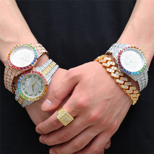 Iced Multi-Color Roman Numeral Watch - Different Drips