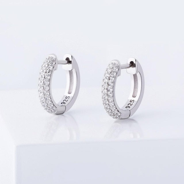 925 Sterling Silver 14mm Round Huggie Earrings - Different Drips