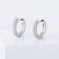 Thumbnail for 925 Sterling Silver 14mm Round Huggie Earrings - Different Drips