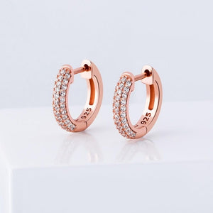 925 Sterling Silver 14mm Round Huggie Earrings - Different Drips