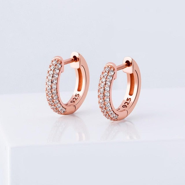 925 Sterling Silver 14mm Round Huggie Earrings - Different Drips
