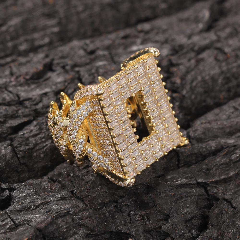 Iced Out Square Cutout Ring - Different Drips
