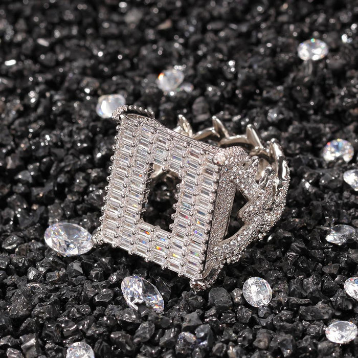 Iced Out Square Cutout Ring - Different Drips