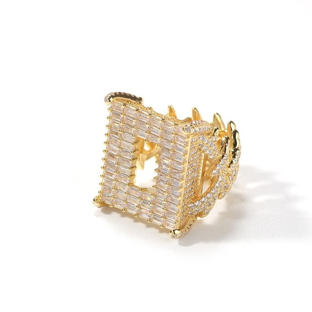 Iced Out Square Cutout Ring - Different Drips