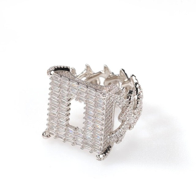 Iced Out Square Cutout Ring - Different Drips