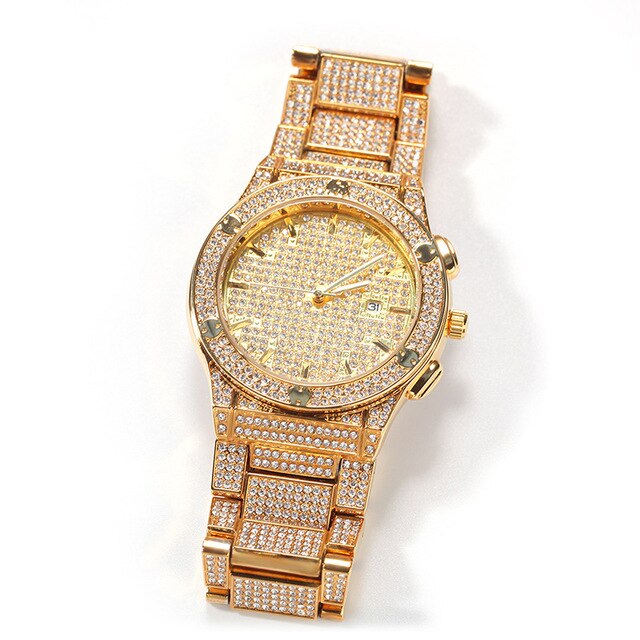 Iced Out Round Screw Head Watch - Different Drips