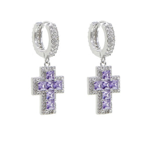 Women's Baguette Tennis Cross Earrings - Different Drips