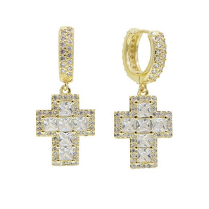 Women's Baguette Tennis Cross Earrings - Different Drips