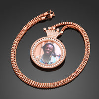 Thumbnail for Custom Baguette Crown Round Photo Pendant - Different Drips
