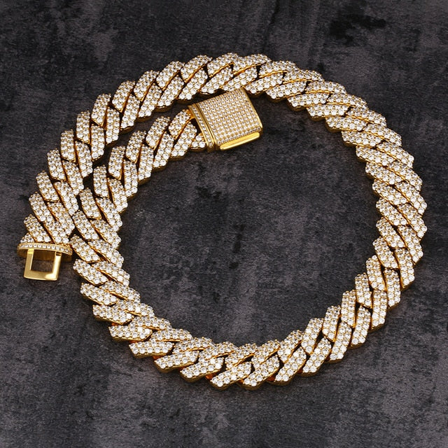 20mm Double Row Cuban Prong Chain - Different Drips