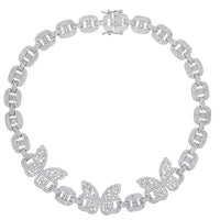 Thumbnail for Women's White Gold 12.5mm Iced Out Mariner Butterfly Choker - Different Drips