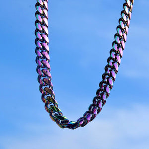 Rainbow Miami Cuban Link Chain - Different Drips