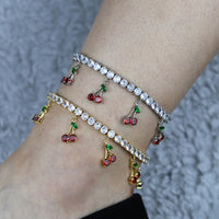 Thumbnail for Women's 5MM Tennis Cherry Anklet - Different Drips