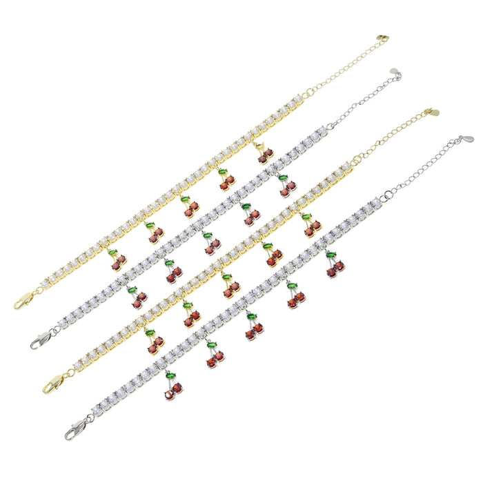 Women's 5MM Tennis Cherry Anklet - Different Drips