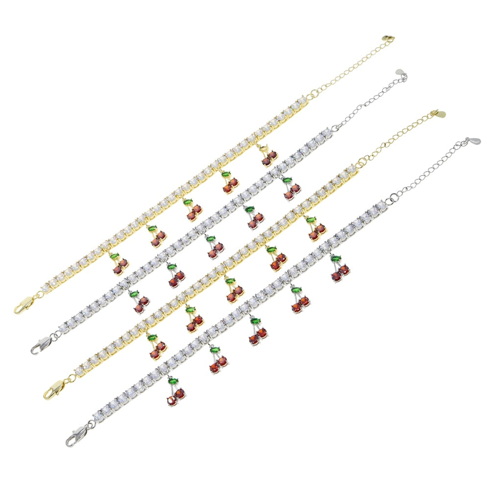 Women's 5MM Tennis Cherry Anklet - Different Drips