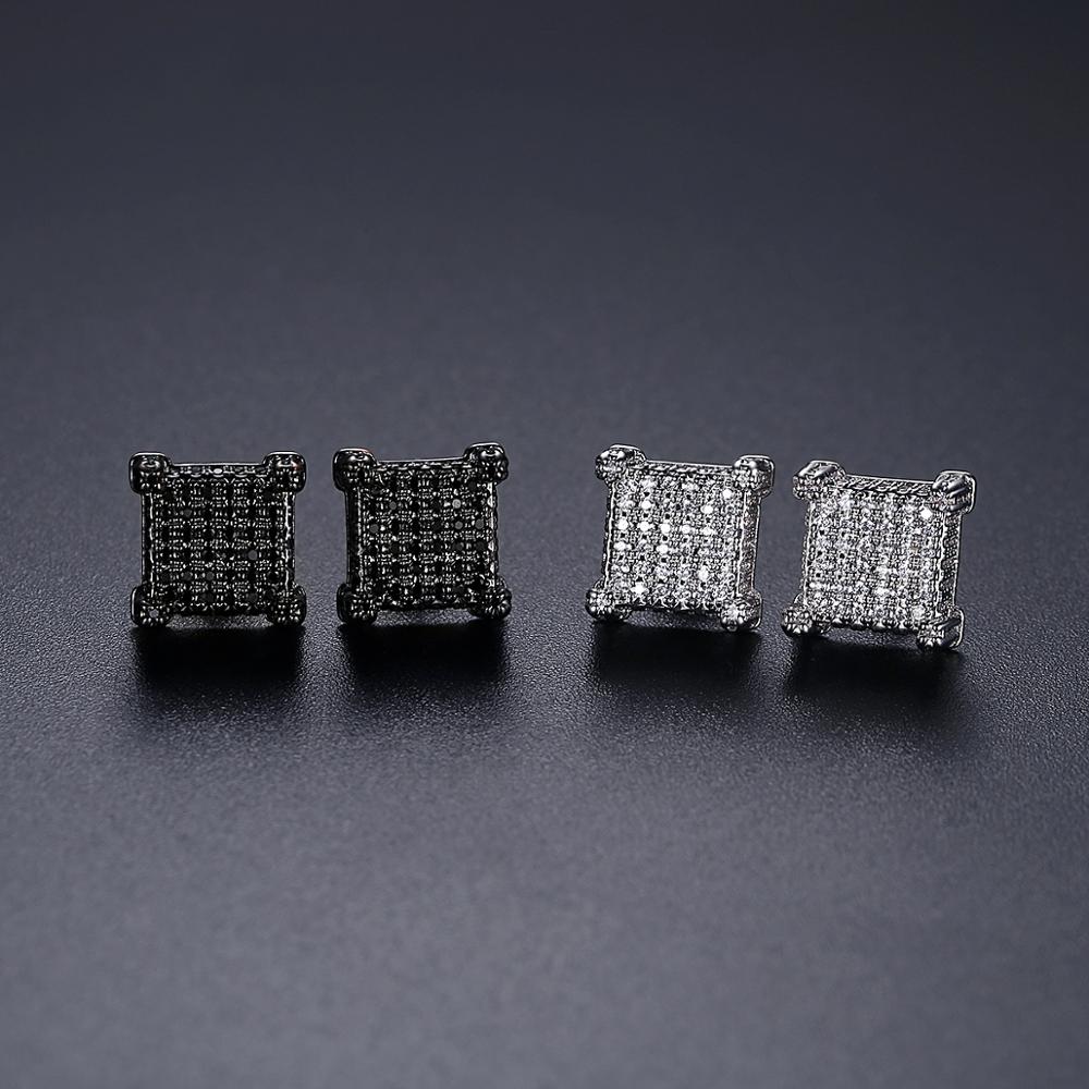 10mm Square Pave Stud Earrings - Different Drips