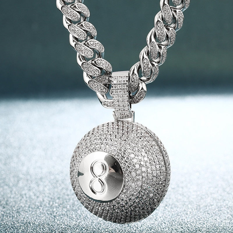 Iced Out 8 Ball Pendant - Different Drips