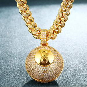 Iced Out 8 Ball Pendant - Different Drips