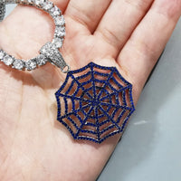 Thumbnail for Iced Out Dark Blue Cobweb Pendant - Different Drips