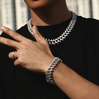 Thumbnail for 18mm Iced Out Paved Spiked Cuban Chain - Different Drips
