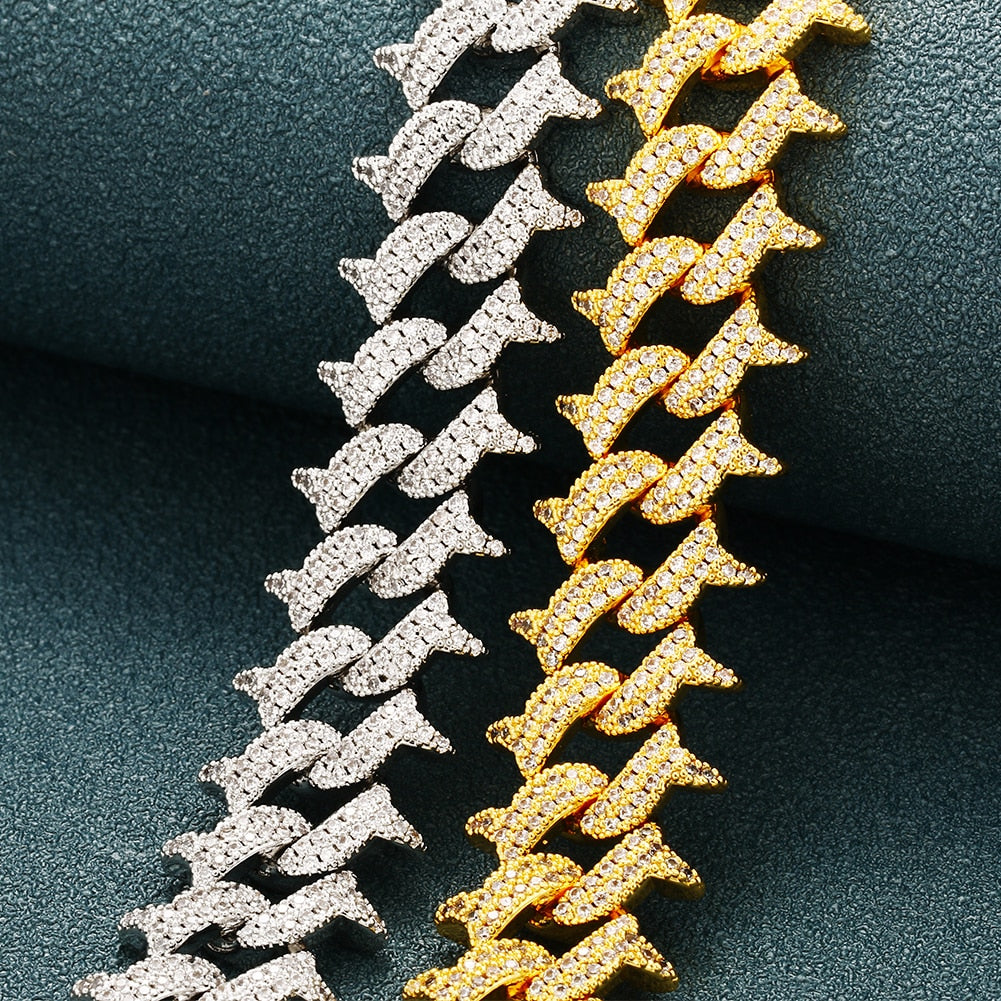 18mm Iced Out Paved Spiked Cuban Chain - Different Drips