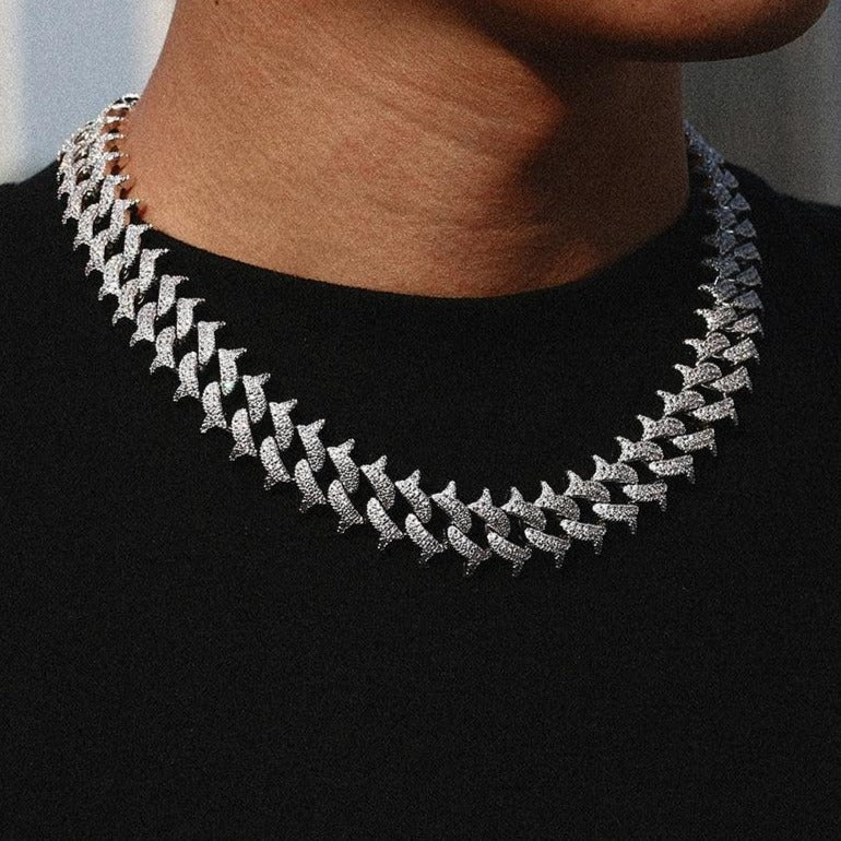 18mm Iced Out Paved Spiked Cuban Chain - Different Drips