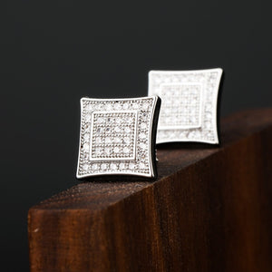 Iced Pave Square Stud Earrings - Different Drips