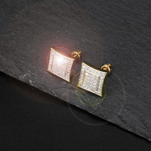 Iced Pave Square Stud Earrings - Different Drips