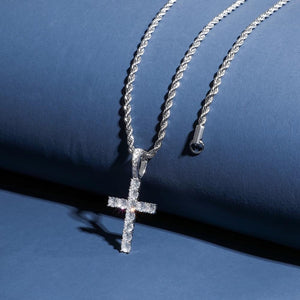 Solid 925 Sterling Silver Tennis Cross Pendant - Different Drips