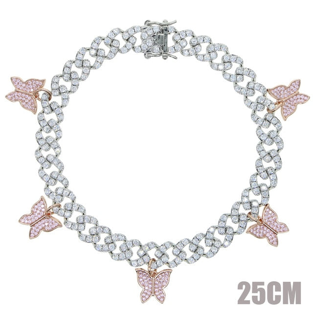Women's 9mm Dangle Butterfly Anklet - Different Drips