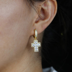 Women's Baguette Tennis Cross Earrings - Different Drips