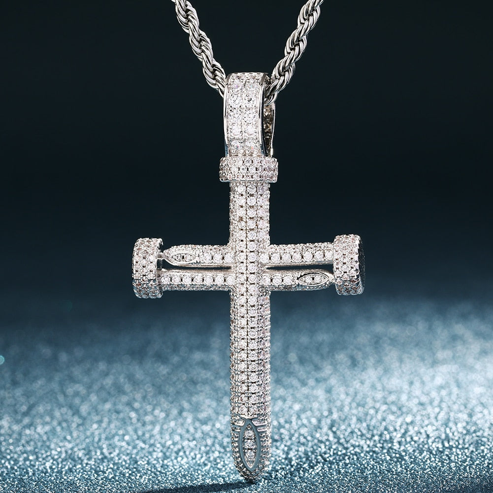 3D Thick Double Nail Cross Pendant - Different Drips