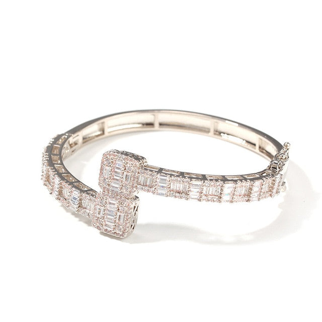 Iced Out Open Cuff Bangle Bracelet - Different Drips