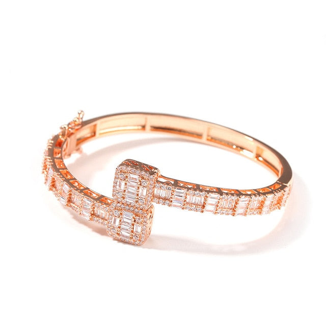Iced Out Open Cuff Bangle Bracelet - Different Drips