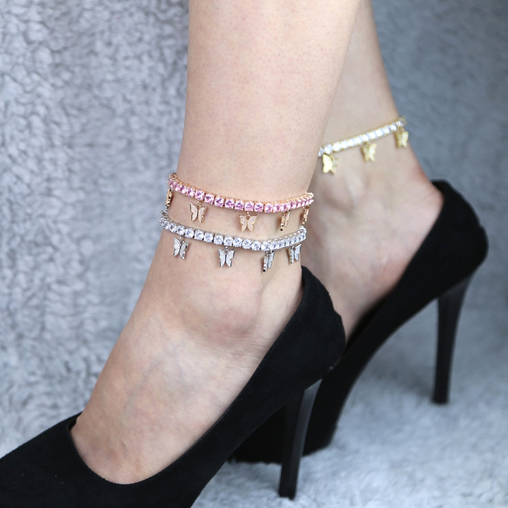 Women's Tennis Butterfly Anklet - Different Drips