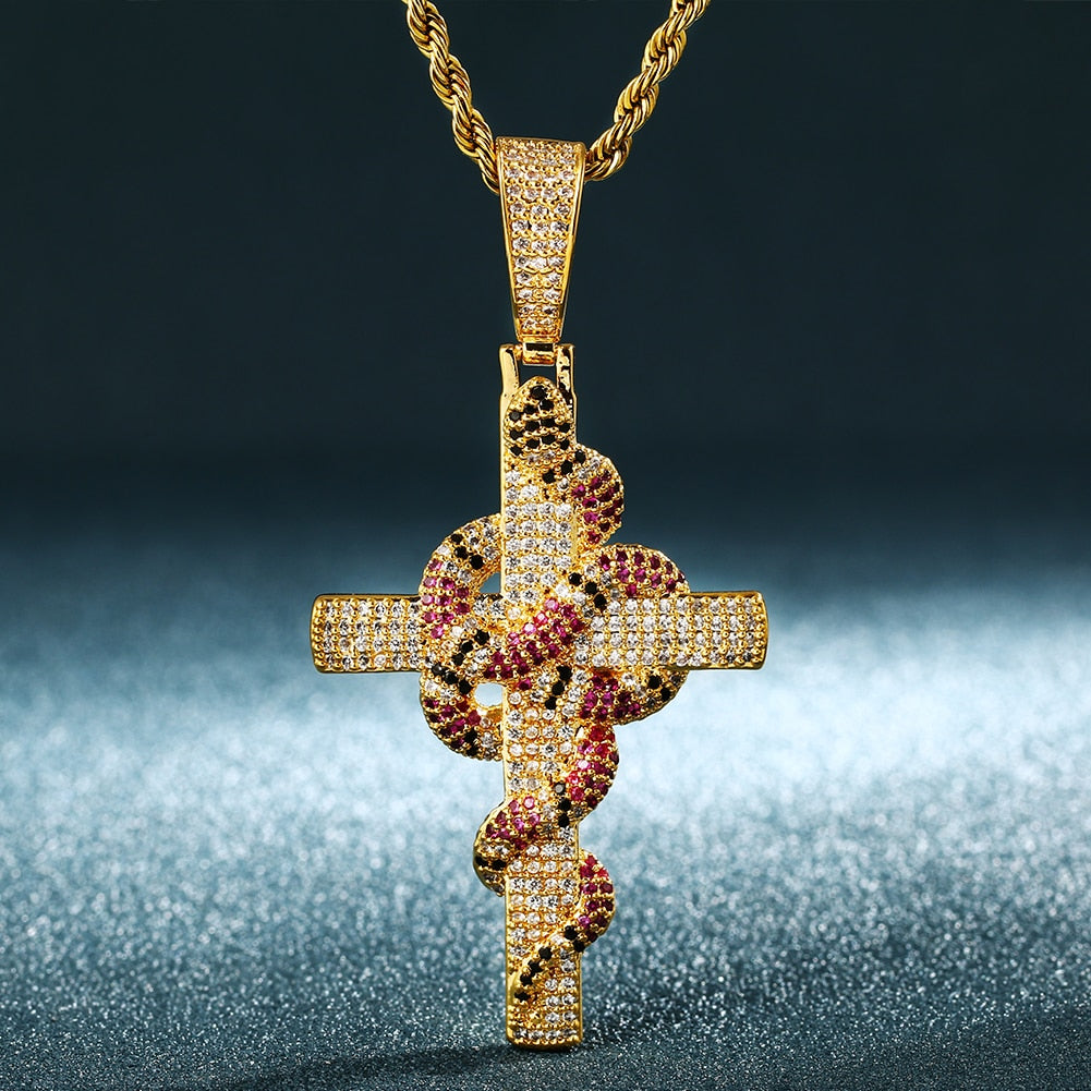 Twisted Snake Cross Pendant - Different Drips