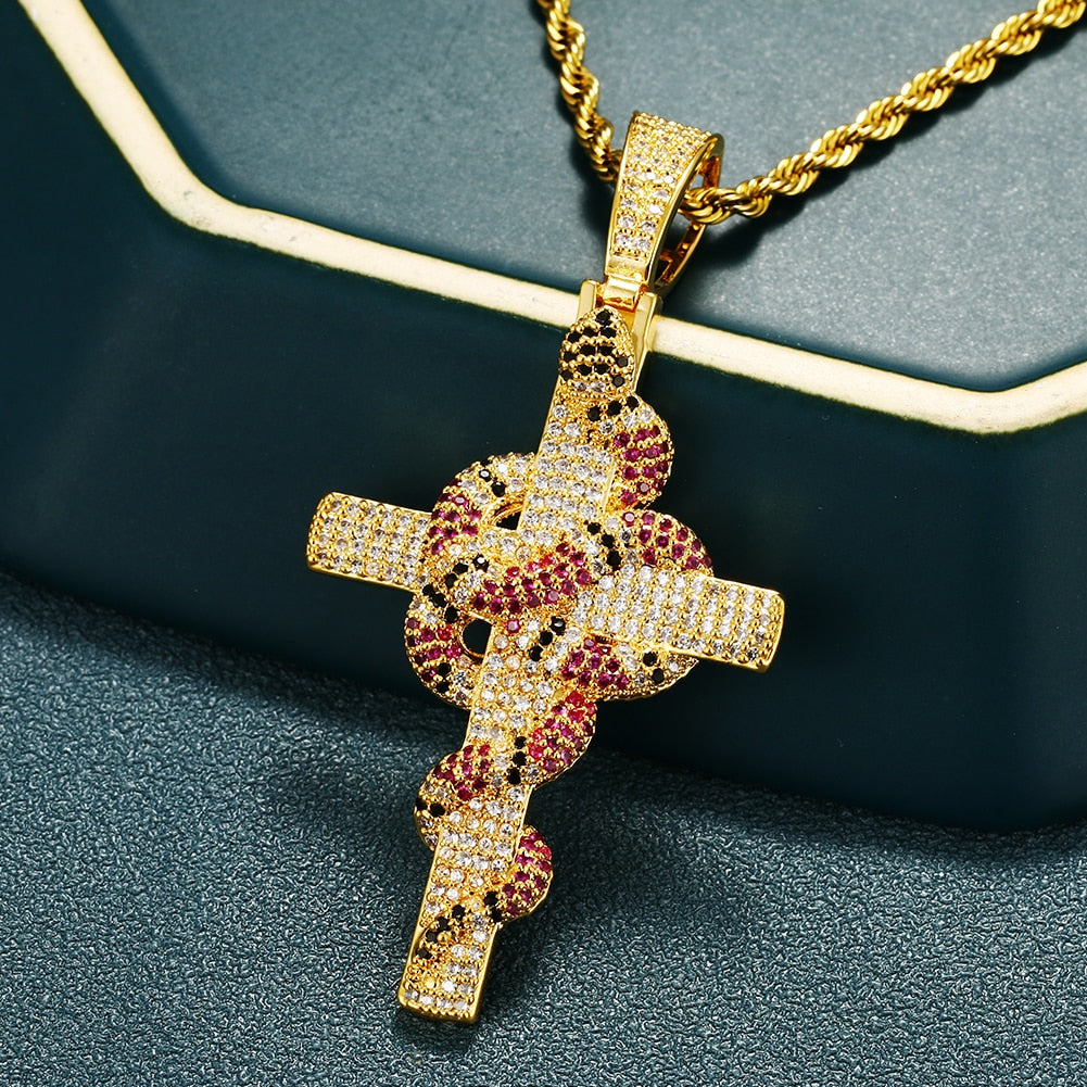 Twisted Snake Cross Pendant - Different Drips