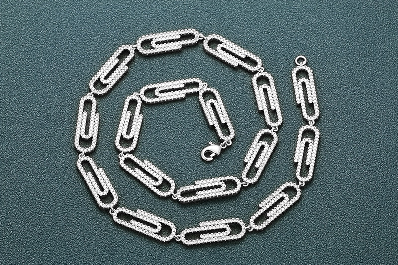 18mm Iced out Paper Clip Necklace - Different Drips