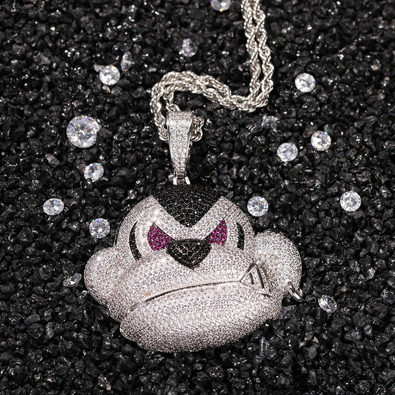 Iced Out Angry Monkey Head Pendant - Different Drips